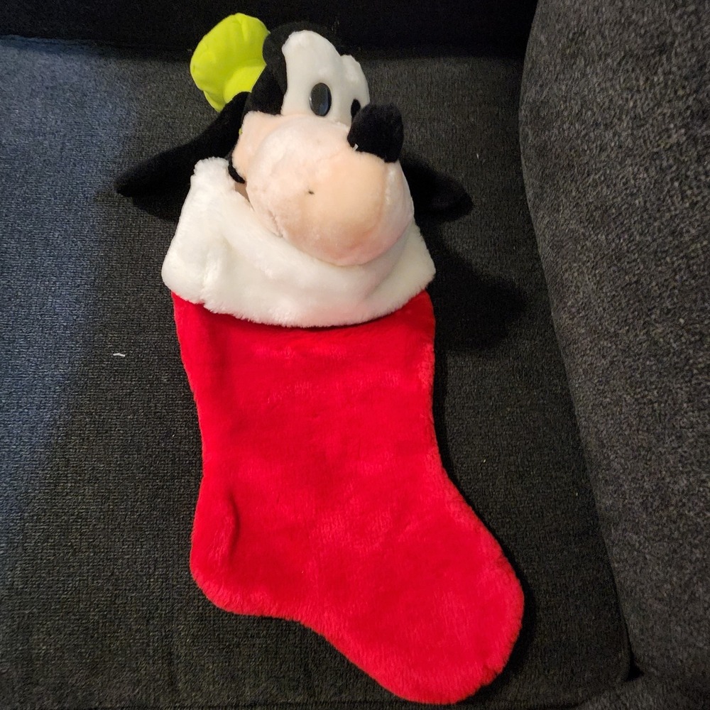 Vintage Disney Land‎ 3D Plush Goofy Santa Christmas Stocking Holiday
